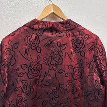 Vintage Burgundy Burnout Velvet Rose Jacket | Sheer Floral Open Front Jacket | Romantic 90s Lightweight Jacket | Women’s EU 40
