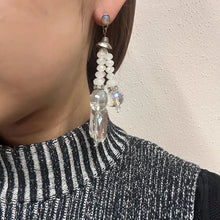 Vintage White Crystal Statement Earrings | Beaded Chandelier Drop Earrings | Aurora Rhinestone Dangle Earrings | Y2K Glam Jewelry