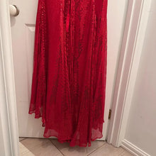 Vintage Red Sequin Lace-Up Evening Gown / Y2K Glam Maxi Dress / Rhinestone Formal Mermaid Dress