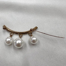 Vintage Pearl Drop Bar Brooch | Brass Gold Tone Minimal Brooch | Mid Century Style Faux Pearl Pin | 1950s Inspired Jewelry
