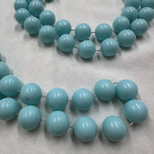 Vintage Turquoise Beaded Necklace / Long Layering Necklace / Double Strand Style / Minimal Statement Jewelry