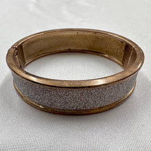 Vintage Silver Glitter Hinged Bangle | Oval Sparkle Bracelet | Silver Tone Clamper Cuff | Retro Statement Jewelry