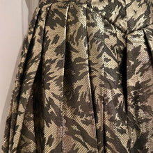 Vintage 1950s Metallic Brocade Fit and Flare Dress | Gold Black Jacquard Party Formal Occasion