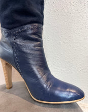 Blue Two-Tone Over The-Knee Boots – Suede & Leather Mix
