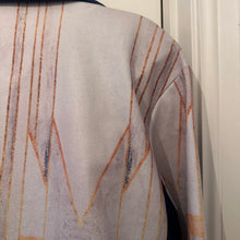 Vintage Abstract Print Oversized Coat | Navy Geometric Statement Jacket | Double Breasted Lightweight Coat | Retro Art Deco Style