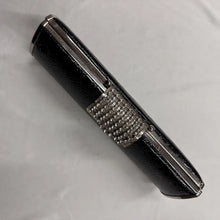 Vintage Black Croc Embossed Cylinder Clutch Bag, Rhinestone Clasp Evening Purse, Chain Strap Y2K Shoulder Bag
