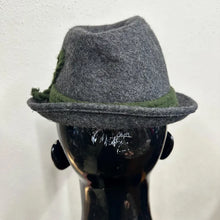 Vintage Original Tiroler Hat | Grey Wool Felt Tyrolean Hat | Green Braided Band | Alpine Oktoberfest Hat | 55cm