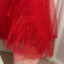Vintage 1980s Red Mermaid Gown | Sheer Lace Sleeves, Ruched Formal Dress