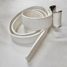 White Bow Belt / Vintage Inspired Faux Leather Ribbon Belt / Coquette Statement Waist Belt / Silver Tone Detail