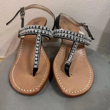 Vintage Italian Leather Rhinestone T-Strap Heels – Safari Club Positano Sandals (EU 38)