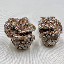 Vintage Crystal Rose Stud Earrings | Silver Tone Floral Rhinestone Earrings | Romantic Statement Jewellery