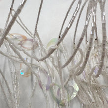 Vintage Wrap-Around Beaded Fringe Bracelet | Iridescent Sequin & White Bead Cuff | Boho Statement Jewelry