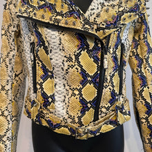 Y2K Snake Print Faux Leather Biker Jacket, Studded Spiked Jacket, Statement Moto Jacket, Rock Glam Jacket, Edgy Cropped Jacket