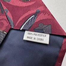 Vintage Fishing Novelty Tie Burgundy Fishing Print 100% Polyester Retro Necktie