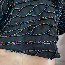 Vintage Black Beaded Jacket | Iridescent Sheer Evening Cardigan, Art Deco Style