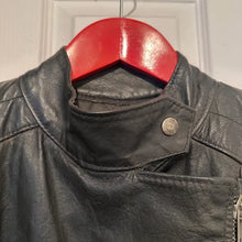 Vintage Clam Cuir France Leather Moto Jacket | Women's Cafe Racer with Cream Racing Stripes | 70s 80s French Biker