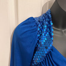 Vintage 80s Electric Blue Sequin Draped Maxi Dress | Open Back Tie Detail, Made Australia