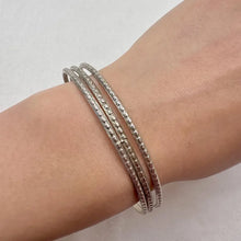 Vintage Champagne Silver Tone Stacking Bangles Set of 3 | Minimal Textured Layering Bracelets | Everyday Jewellery