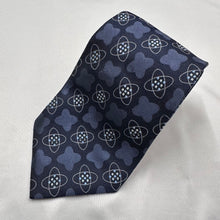 Vintage 100% Silk Tie Navy Blue Atomic Geometric Pattern Novelty Necktie