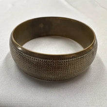 Vintage Textured Brass Tone Bangle | Wide Etched Cuff Bracelet | Minimalist Statement Jewelry | Retro Bohemian Bracelet