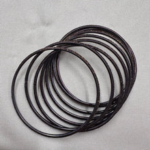 Set of 8 Vintage Glitter Bangles / Brown Stackable Bracelets / Boho Retro Jewelry Set
