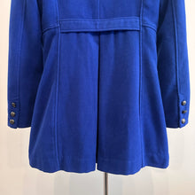 Royal Blue Wool Coat | Double-Breasted Military Style Jacket | High Neck Fitted Outerwear