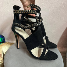 Robert Robert Black Suede Chain Strap Stiletto Heels (EU40)