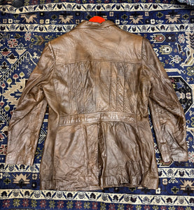 Vintage 90s Brown Leather Jacket – Longline Blazer Style, Unisex Fit