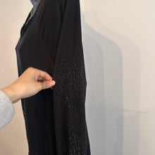 Black Rhinestone Maxi Dress, Long Sleeve Evening Gown, Minimalist Partywear