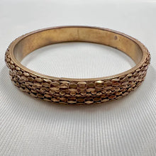Vintage Textured Gold Tone Bangle | Embossed Statement Bracelet | Wide Ornate Cuff
