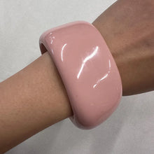 Vintage Pink Acrylic Bangle | Sculptural Chunky Bracelet | Wide Statement Cuff | Retro Lucite Style Jewelry