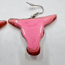 Vintage Red Glitter Longhorn Skull Drop Earrings | Western Cowgirl Resin Statement Earrings