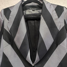 Vintage 90s Black Silver Striped Cropped Blazer | Geometric Statement Jacket Made Australia