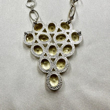 Vintage Rhinestone Cluster Necklace | Champagne Crystal Statement Pendant | Y2K Glam Jewelry | Silver Chain Necklace