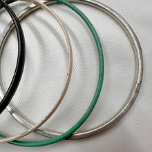 Vintage Enamel Bangle Set | Stackable Retro Jewelry, Black, Pink, Blue, Green Beige