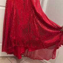 Vintage Red Sequin Lace-Up Evening Gown / Y2K Glam Maxi Dress / Rhinestone Formal Mermaid Dress