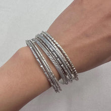 Vintage Silver Tone Mixed Textured Stacking Bangles Set of 9 | Boho Layering Bracelets | Statement Jewellery