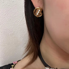 Vintage Gold Tone Pearl Heart Stud Earrings