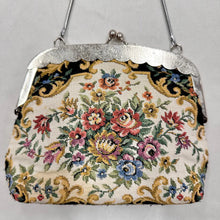 Vintage Floral Tapestry Kiss Lock Handbag | Victorian Carpet Bag, Made in Hong Kong