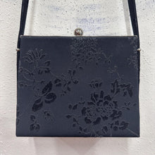 Vintage Black Floral Jacquard Evening Bag | Gothic Romantic Satin Clutch | 90s Shoulder Purse