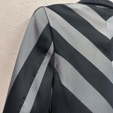 Vintage 90s Black Silver Striped Cropped Blazer | Geometric Statement Jacket Made Australia