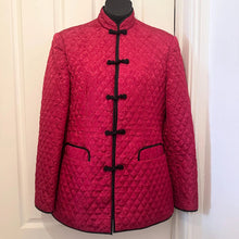 Vintage Red Floral Brocade Quilted Jacket | Mandarin Collar Frog Closure Coat
