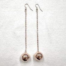 Rose Gold Ball Chain Drop Earrings – Minimalist Long Statement Dangles