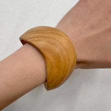 Vintage Carved Wood Bangle | Wide Wooden Bracelet | Sculptural Statement Cuff | Natural Grain Bohemian Jewelry