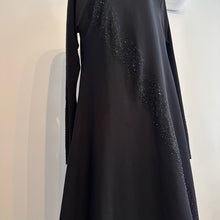 Black Rhinestone Maxi Dress, Long Sleeve Evening Gown, Minimalist Partywear