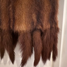 Vintage Genuine Mink Fur Stole Wrap with Fringe Trim | Long Brown Fur Shawl | Old Hollywood Glamour