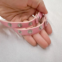 Vintage Pink Double Strap Heart Choker / Faux Leather Choker / Y2K Kawaii Necklace / Harajuku Style / Statement Choker