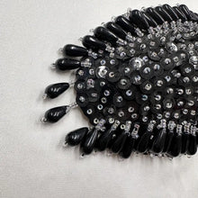 Vintage Black Beaded Fascinator Hat | Rhinestone Cocktail Headpiece, Birdcage Veil Accessory