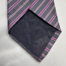 Vintage Italian Silk Tie Gray Purple White Diagonal Stripe 100% Silk Necktie