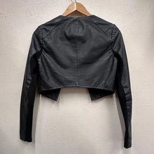 Portmans Cropped Black Leather Jacket | Minimalist Open Front Leather Bolero | Genuine Leather | Women’s Size 8